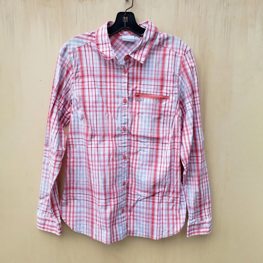 Columbia Women's Long Sleeve Button Down Plaid Shirt - Large